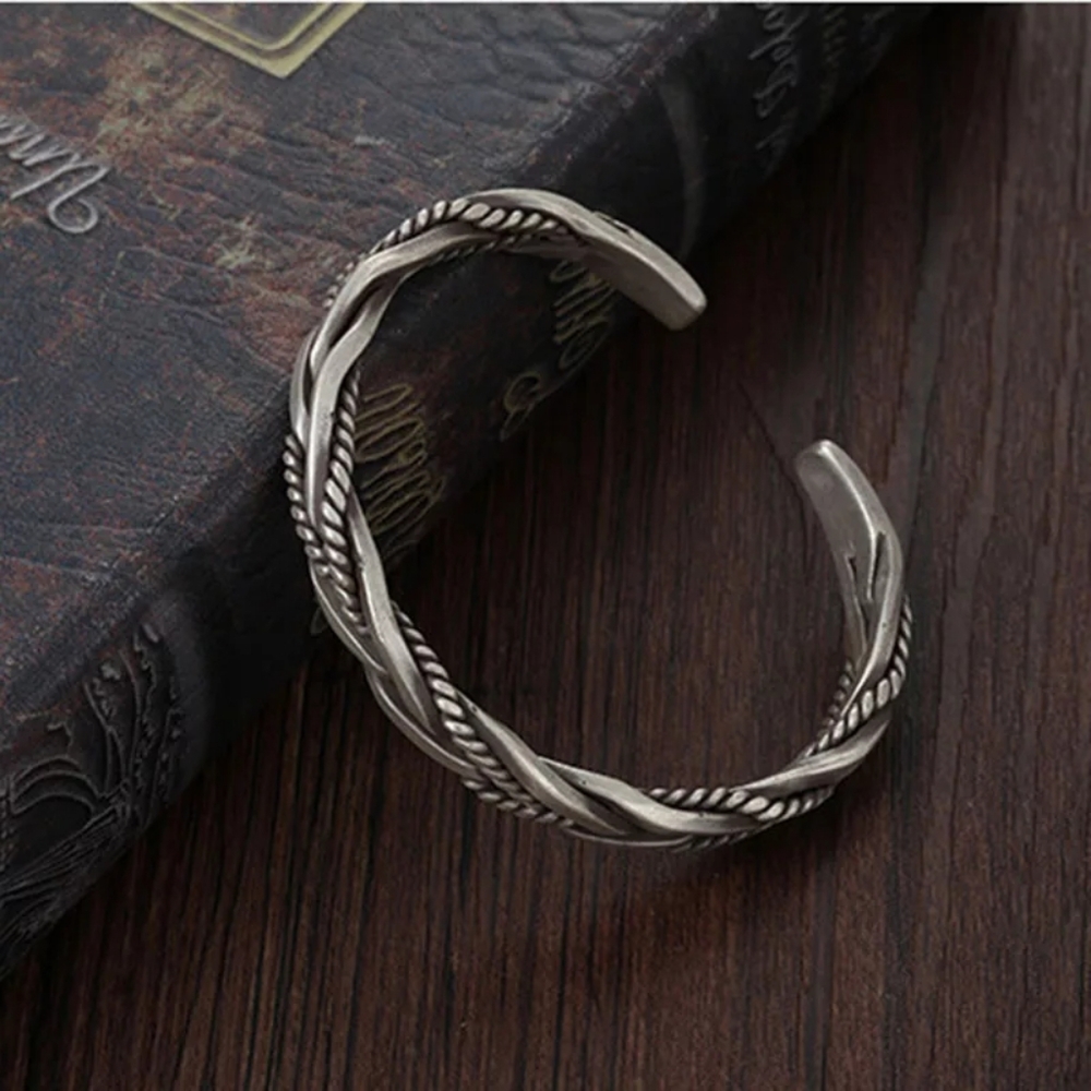 Heavy Braided Cuff Bracelet | 925 Sterling Silver - Picture 9 of 13